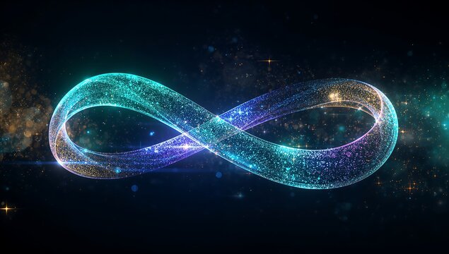 Generative AI visualizes an infinite luminous loop in space