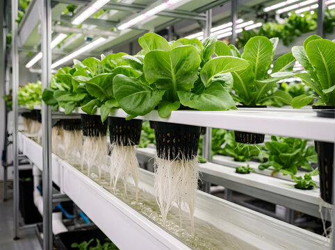 Vertical Hydroponic Farm Cultivating Fresh Greens