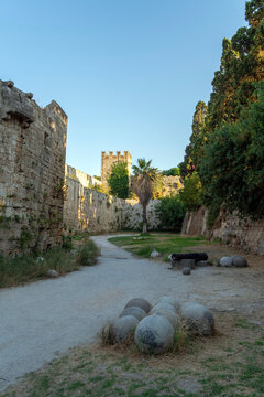 Medieval Town Moat in a historical site of Rhodes