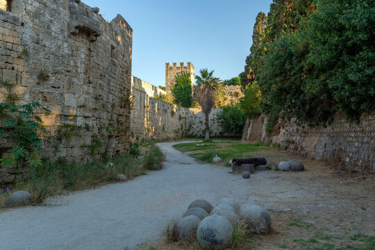 Medieval Town Moat in a historical site of Rhodes