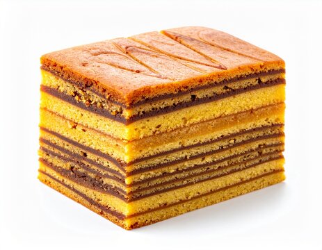 Traditional Indonesian thousand layer cake lapis legit sliced isolated on white