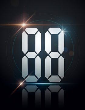 Digital display showing the number eighty eight.