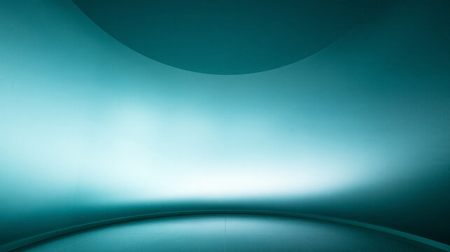 Futuristic Modern Empty Room with Curved Blue Wall