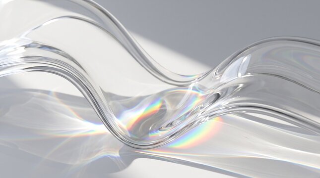 Abstract Glass Wave with Rainbow Prism Light Refraction