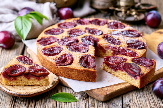 Homemade Plum Cake with Powdered Sugar &ndash; AI Generative
