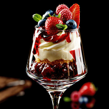Berry Cheesecake Parfait in Elegant Glass &ndash; AI Generative