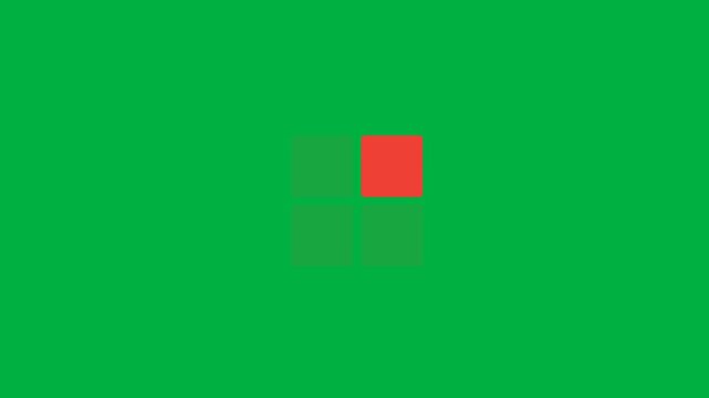 Four square loading animation. Red and green square animation loop, geometric graphic background, Flat Abstract Design