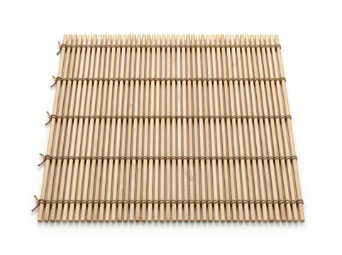 Traditional bamboo sushi mat, an essential kitchen utensil for crafting perfect homemade Japanese maki rolls and delicious Asian culinary creations