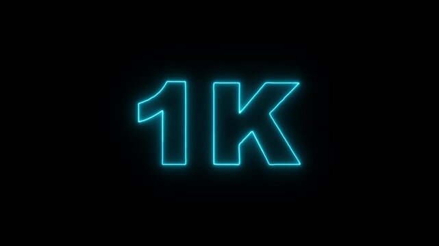 Glowing Neon 1K Social Media Milestone Animation