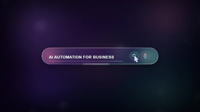 AI Business Automation Search Interface Types a Query and Reveals Workflow Results