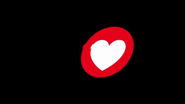 Heart icon with digital glitch effect and pixelation animation on black background for social media clips.