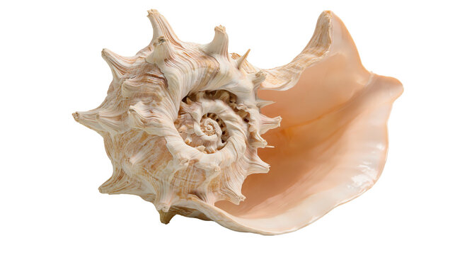 Spiky spiral seashell with smooth inner opening
