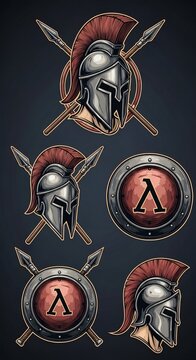 Ancient Warrior Emblems: Crimson Crests & Shield Glyphs