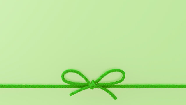 Green woolen bow, 3d rendering