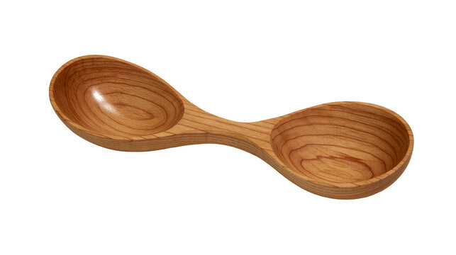 Double ended wooden measuring spoon with smooth finish