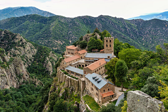 Abbey of Saint Martin du Canigou. Pyrenees-Orientales department in France, founded by monks of the Benedictine order