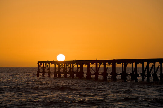 Africa, Namibia, Swakopmund, Sunset at sea