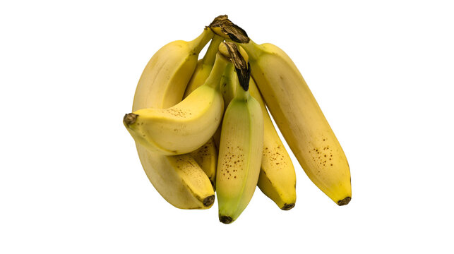 Bunch of ripe yellow bananas with brown spots