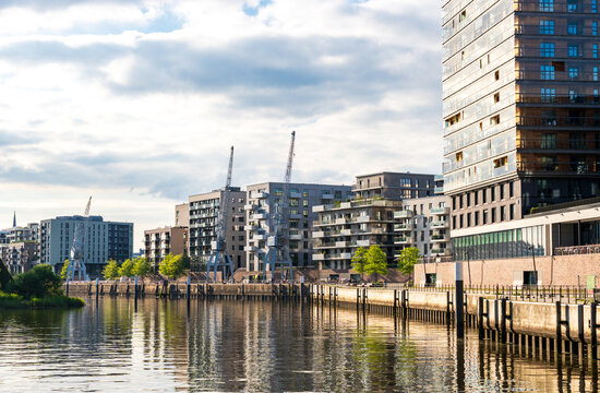Modern sustainable architecture in HafenCity waterfront district