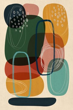 Abstract colorful organic shape illustration with overlapping design