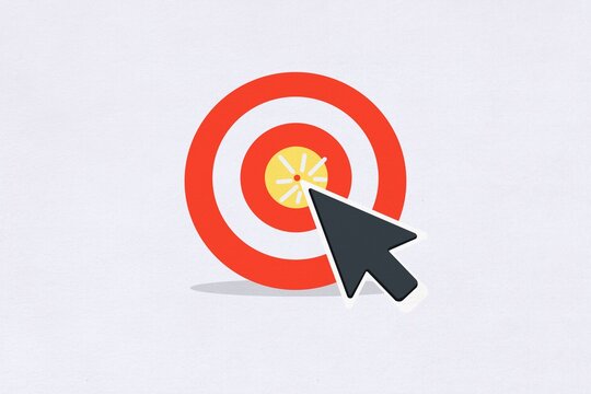 A black cursor points at the center of a red target