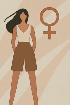 A strong woman represents feminism and gender equality