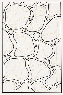 The abstract illustration shows an organic pattern with a fluid line