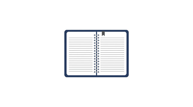 Blank Spiral Notebook Open Pages Icon Line Art