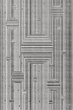 Black and white lines create a geometric optical illusion pattern