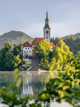 Lake Bled reflects the beautiful pilgrimage church