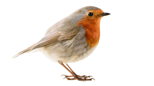 European Robin bird with orange breast and grey back