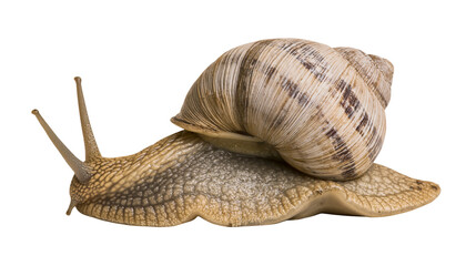 Garden snail with textured shell and body © Thaddeus