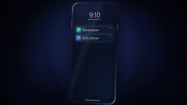 Smartphone Lock Screen Animation Accumulates Workplace Notifications Over Time