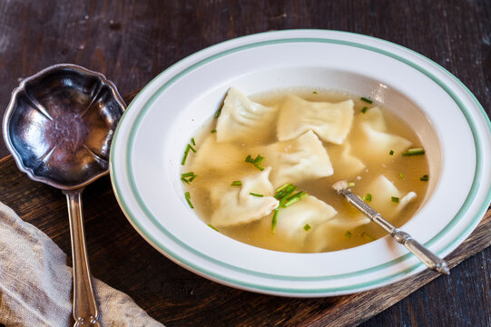 Soup dish of Swabian pockets soup