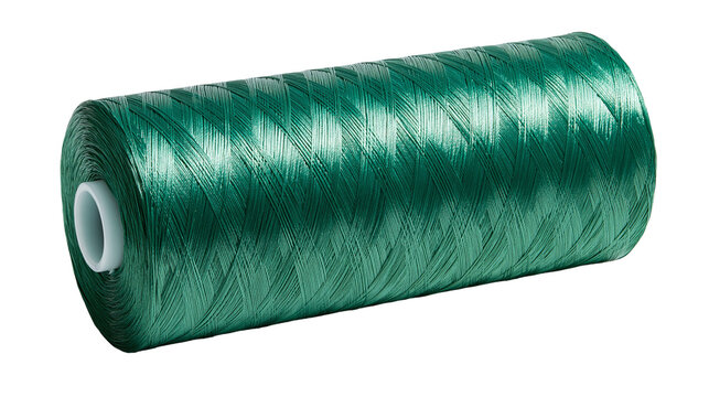 Green spool of synthetic thread