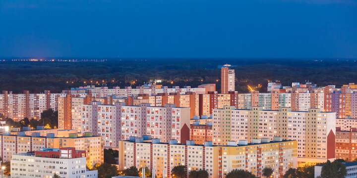 Slovakia, Bratislava, view to Petrzalka at night