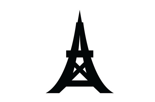 Eiffel Tower Paris France Landmark Monument Solid Icon Vector