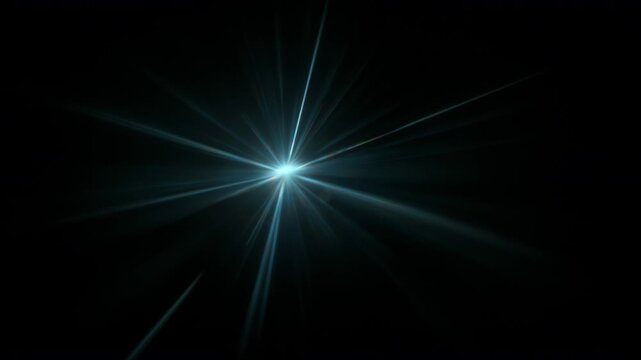 Real Shooted Blue Lens Flare Overlay in Motion Isolated on Black Background in Slow Motion.