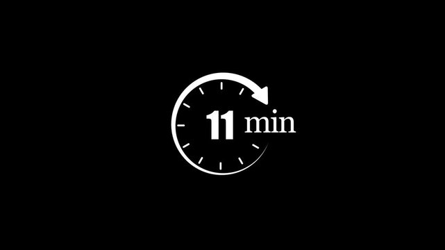 Minimalist countdown timer animation 11 minutes to zero, sleek clock motion for ui, apps, presentations