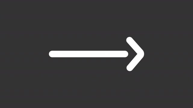Animated direct path and orientation white line icon. Minimalist navigation and direction sign animation. Modern user interface element. Isolated element on dark background. Alpha transparent video