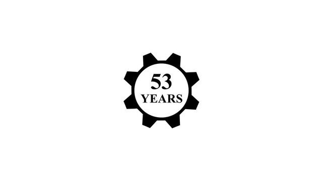 53rd anniversary gear badge rotating animation retro milestone celebration motion 53 years anniversary
