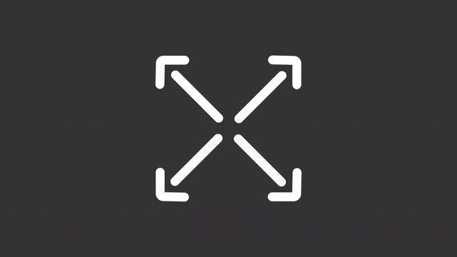 Animated outreach pointers white line icon. Graphics for data scaling animation. Scalability and growth arrows. Isolated element on dark background. Alpha transparent video