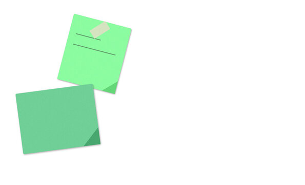 Two green sticky notes with math equations on white background