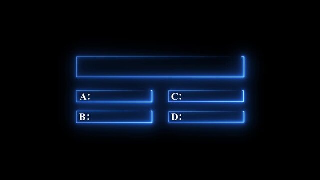 Dynamic multiple choice quiz interface animation with glowing blue selection highlight interactive quiz