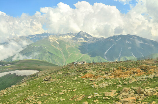 Gulmarg (also known as Gulmarag 'meadow of flowers') popular tourist and skiing destination in Kashmir  of the Indian union territory of Jammu and Kashmir. 