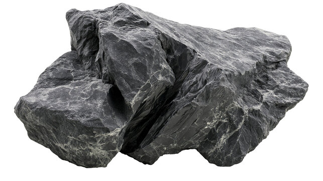 Jagged dark grey rough stone with textured surface