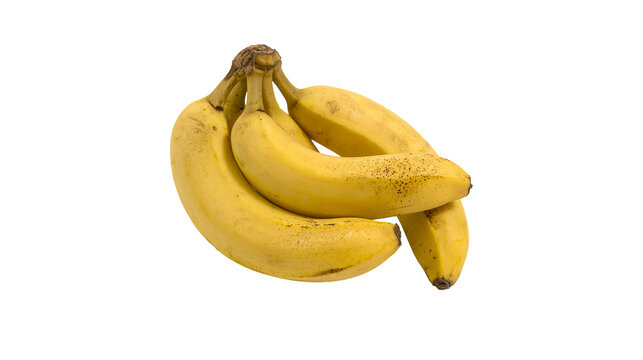 Bunch of ripe yellow bananas with brown spots