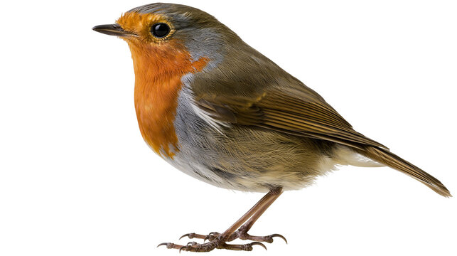 European Robin bird with orange breast and grey head