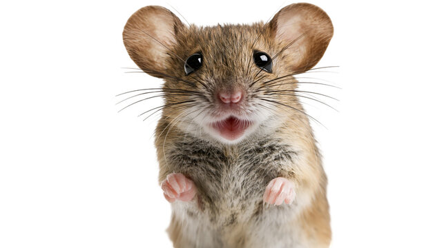 Cute small mouse with big ears and open mouth