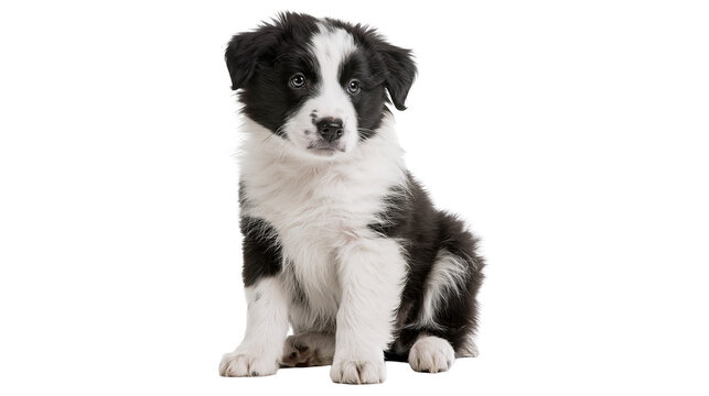 Black and white Border Collie puppy sitting
